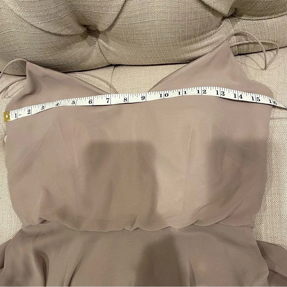 JENNY YOO BHLDN Inesse Luxe Chiffon Maxi Dress Sz 2 Dusty Taupe Pink Bridesmaid